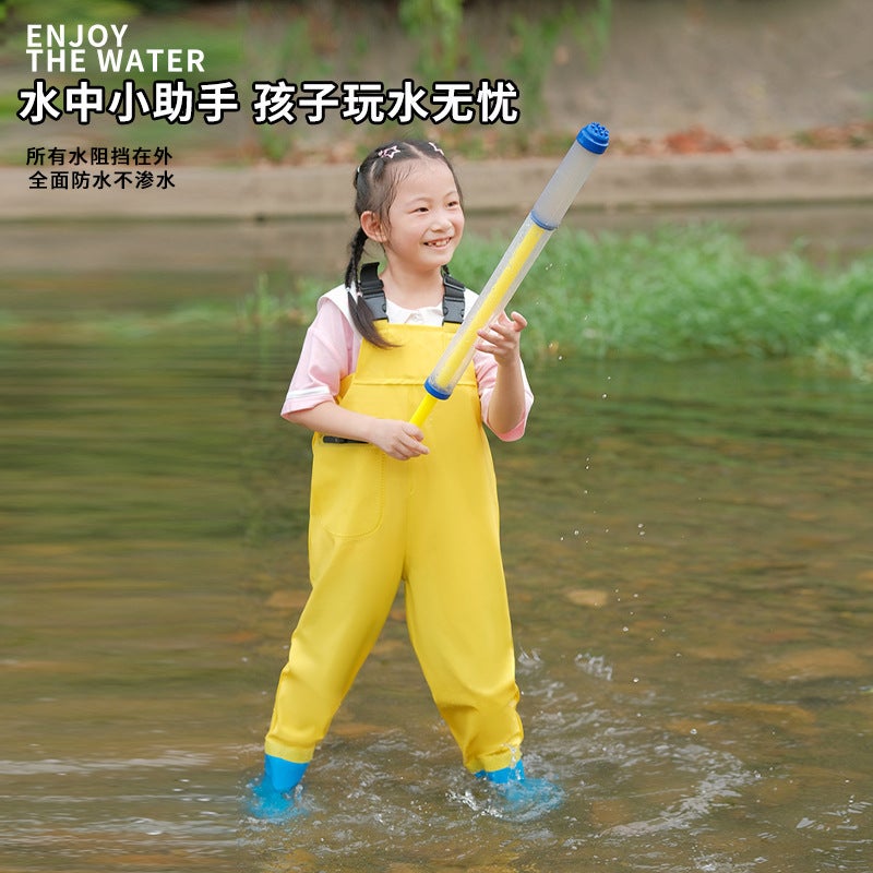 Children'S One-Piece Waterproof Suit, Wading And Sea Equipment, Beach Fishing And Water Play, Kindergarten Cartoon Suspenders Beach Pants - Image 5